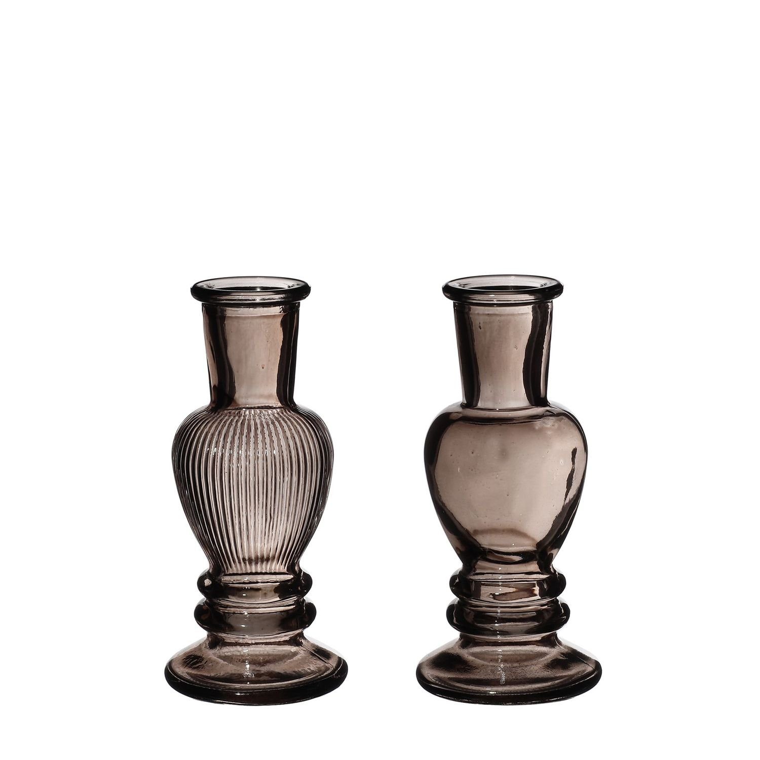NaDeco Dekovase Glasvase "Venice" 2er Set in Grau, Größe h.11.3 Ø 5cm