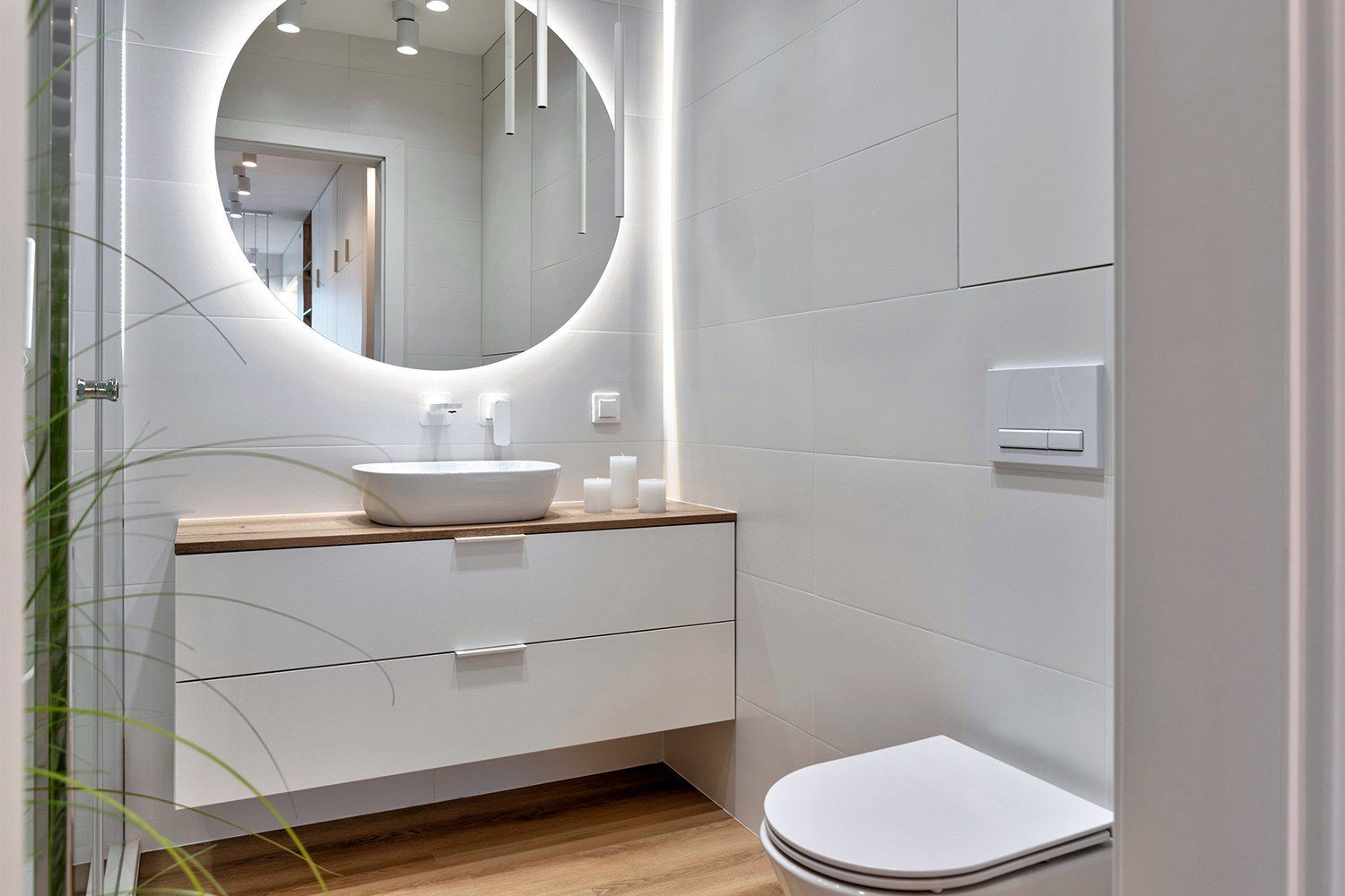Tulup Dekospiegel Dekorativer Runder Spiegel mit LED-Hintergrundbeleuchtung Badspiegel, (Neutralweiß 4000K) – Bild 5 von 5