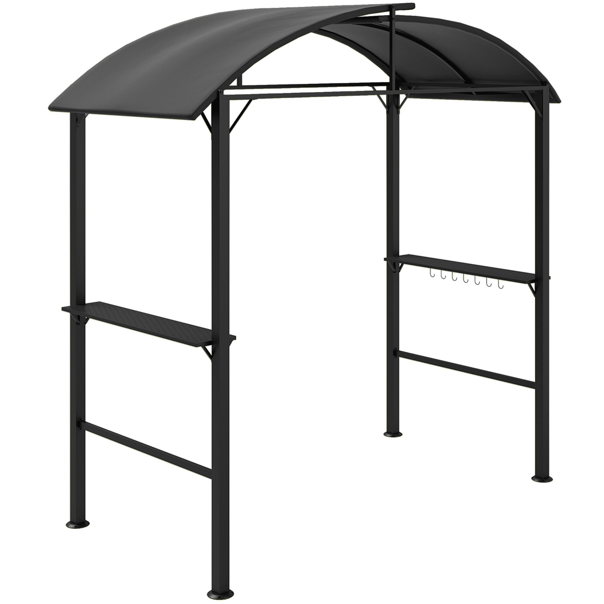Outsunny Grillpavillon 233 x 110 x 235 cm, winddicht, mit Doppeldach,Regalen, UV-Schutz, (Gartenpavillon, Gartenlauben), für Party BBQ, Dunkelgrau