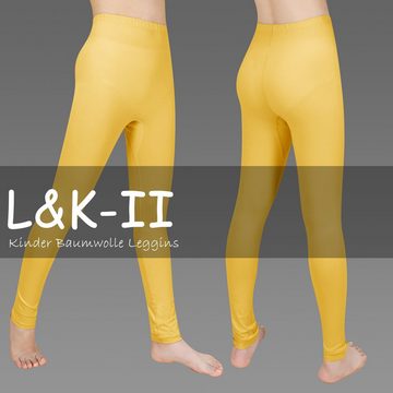 L&K-II 7/8-Leggings 2708-3er (3er-Pack) Basic Uni Farbe Mädchen Tanzhose aus Baumwolle