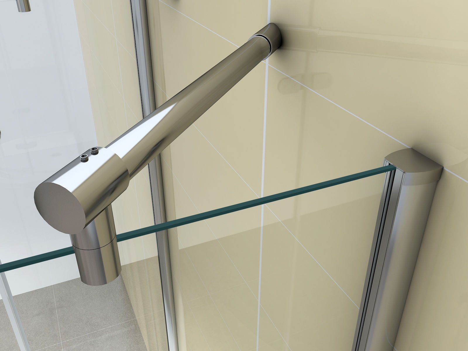 Fischer und Adamek Eckdusche Duschkabine U-Form Duschabtrennung Pendeltür Glas Halbkreis NANO, BxT: 100x100 cm, Klarglas