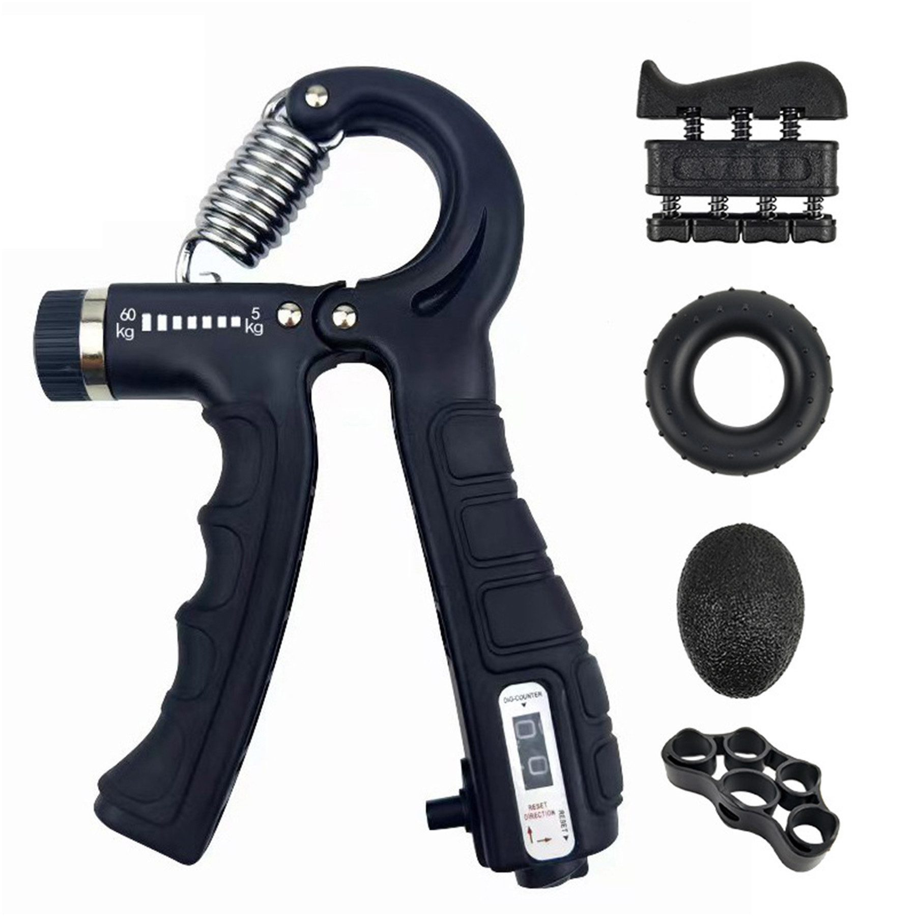 Mutig Handmuskeltrainer Handtrainer Unterarmtrainer,Griffkraft Trainer (5-St) (Einstellbarer Widerstand 10-60kg, Fingertrainer, Griffkraft Trainer Set, Für Sportler und Wiederherstellung der Hand), Verbesserte Kraft und Grip Handgelenk Arm Unterstützung