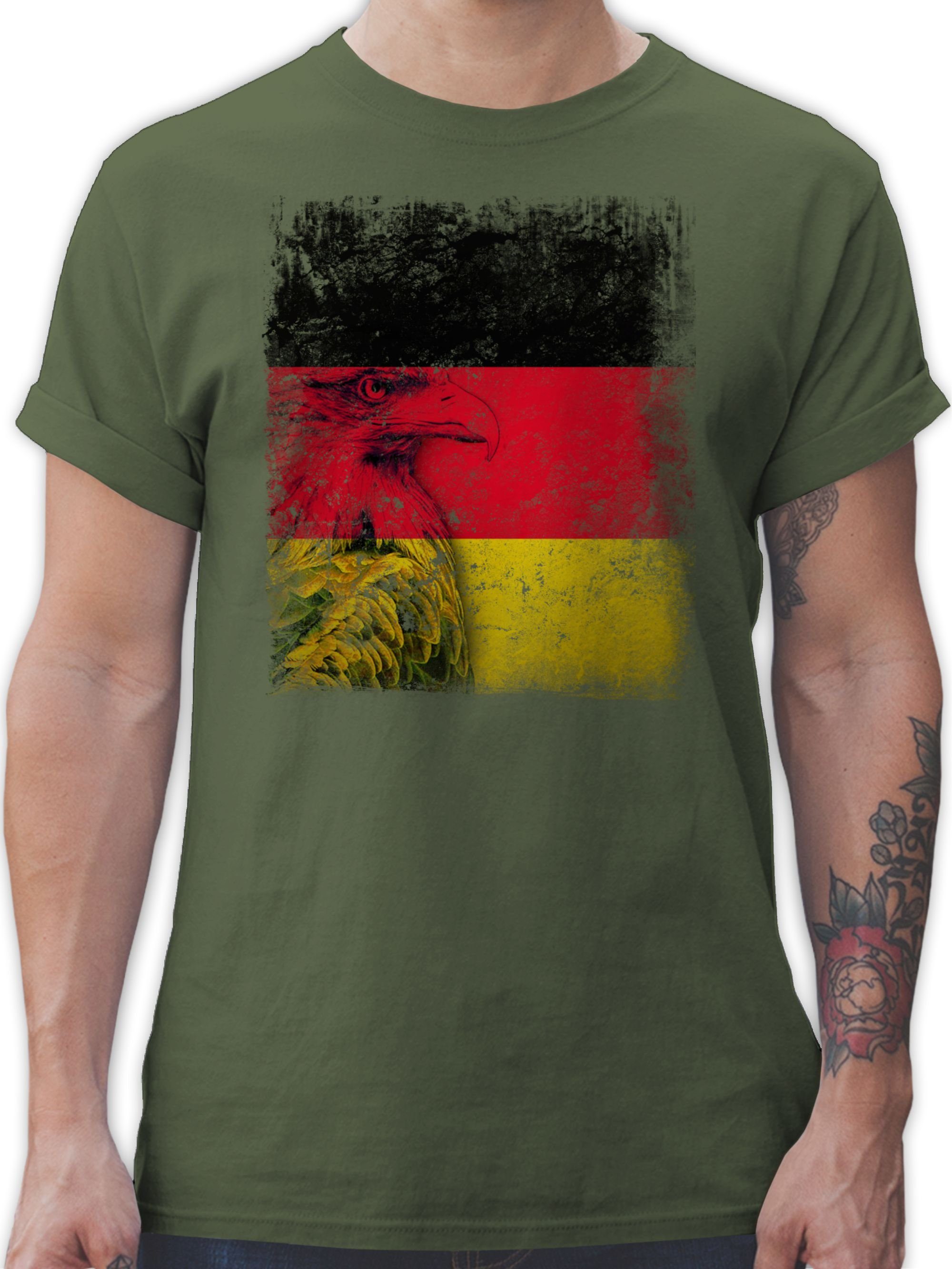 Shirtracer T-Shirt Deutschland WM Adler Flagge Fussball EM 2024 02 Army Grün