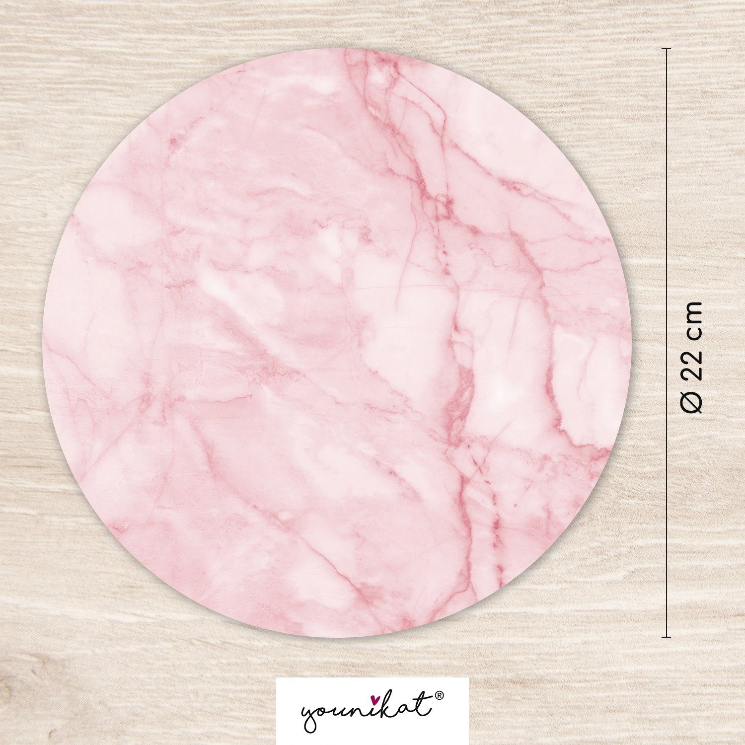 younikat Mauspad Mauspad mit Motiv Marmor Look rosa weiß Ø 22 cm abwischbare Oberfläche