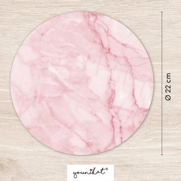 younikat Mauspad Mauspad mit Motiv Marmor Look rosa weiß Ø 22 cm abwischbare Oberfläche