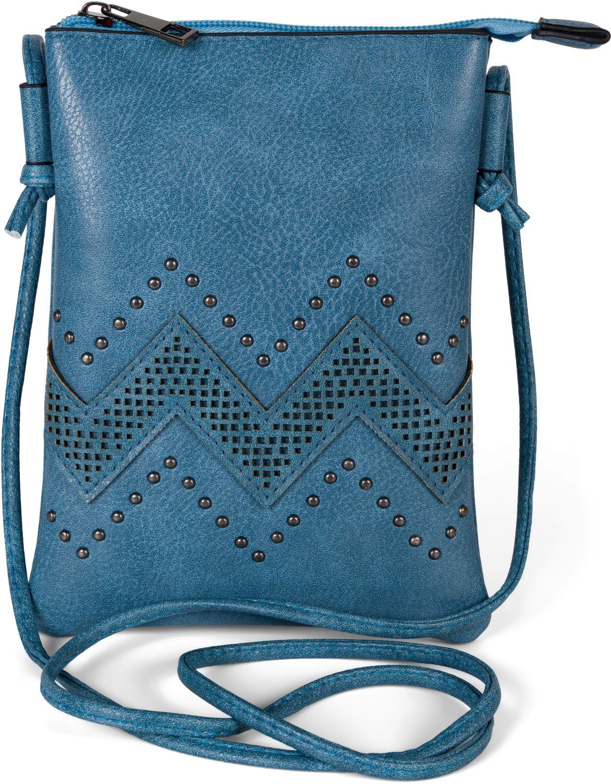 Mini Bag Mini Umhängetasche mit ZickZack Cutout und Nieten
