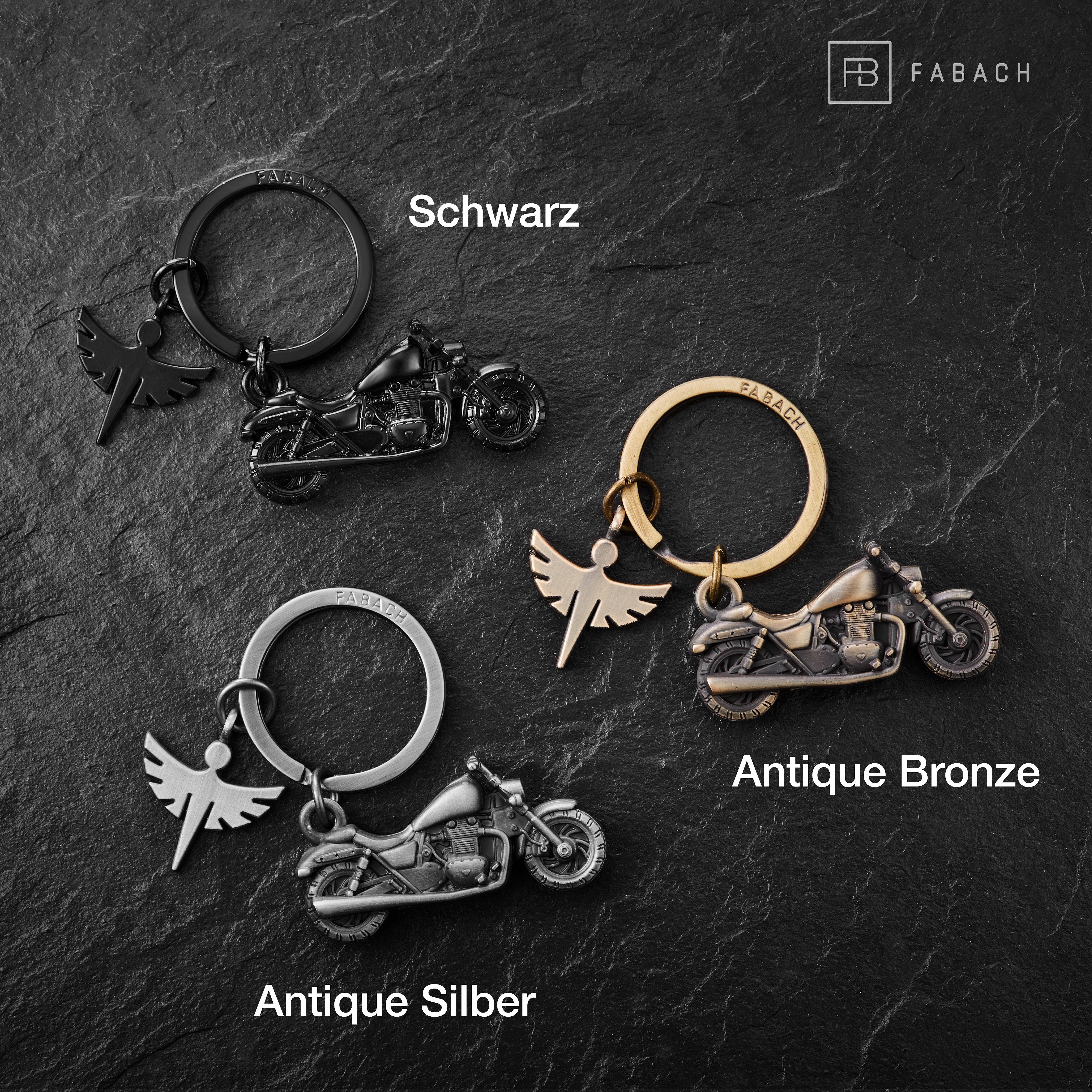 FABACH Schlüsselanhänger Chopper Motorrad mit Schutzengel - Engel Glücksbringer Motorradfahrer – Bild 3 von 5