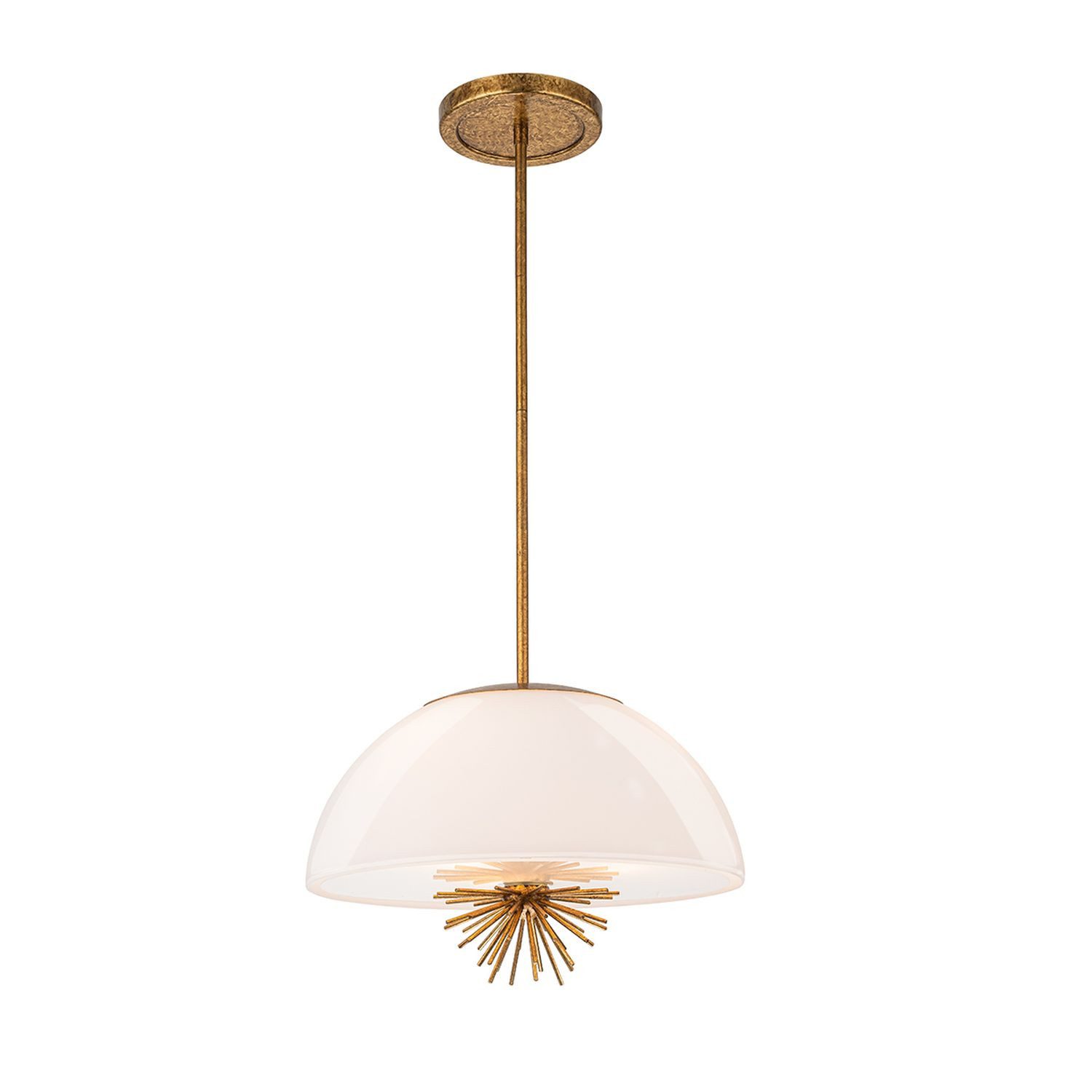 Licht-Erlebnisse Pendelleuchte SAMI, ohne Leuchtmittel, Glas Metall H: max. 132,1 cm D: 45,7 cm rund in Gold Antik Weiß E14