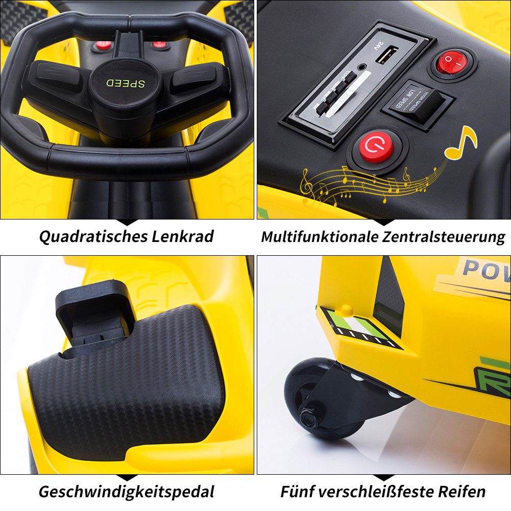 GarveeMore Elektro-Kinderquad 24V Elektro Drift Kart für Kinder – 5 Räder für maximale Stabilität