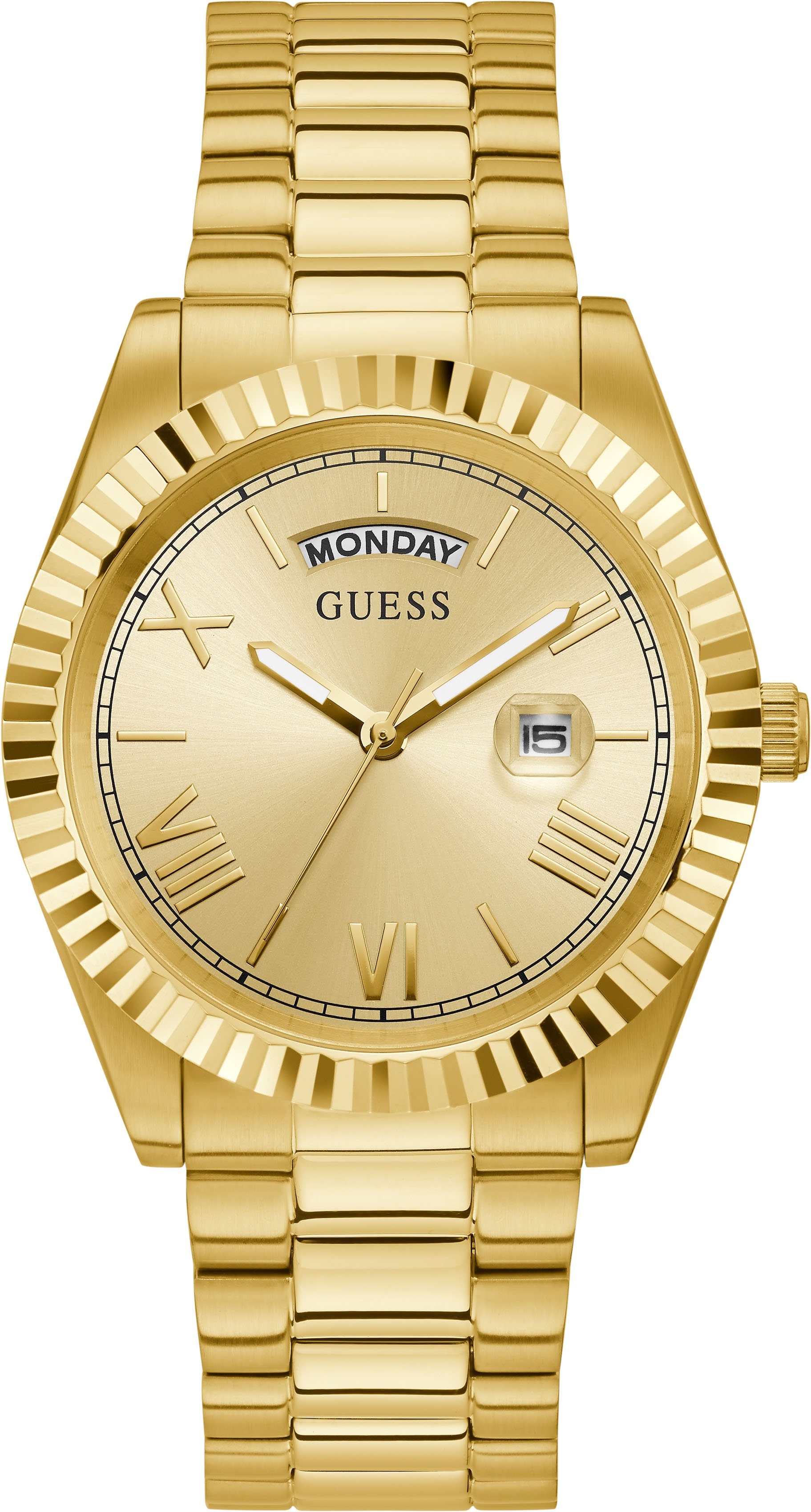 Guess Quarzuhr CONNOISSEUR GW0265G2, Armbanduhr, Herrenuhr, Datum, Wochentag, Edelstahlarmband