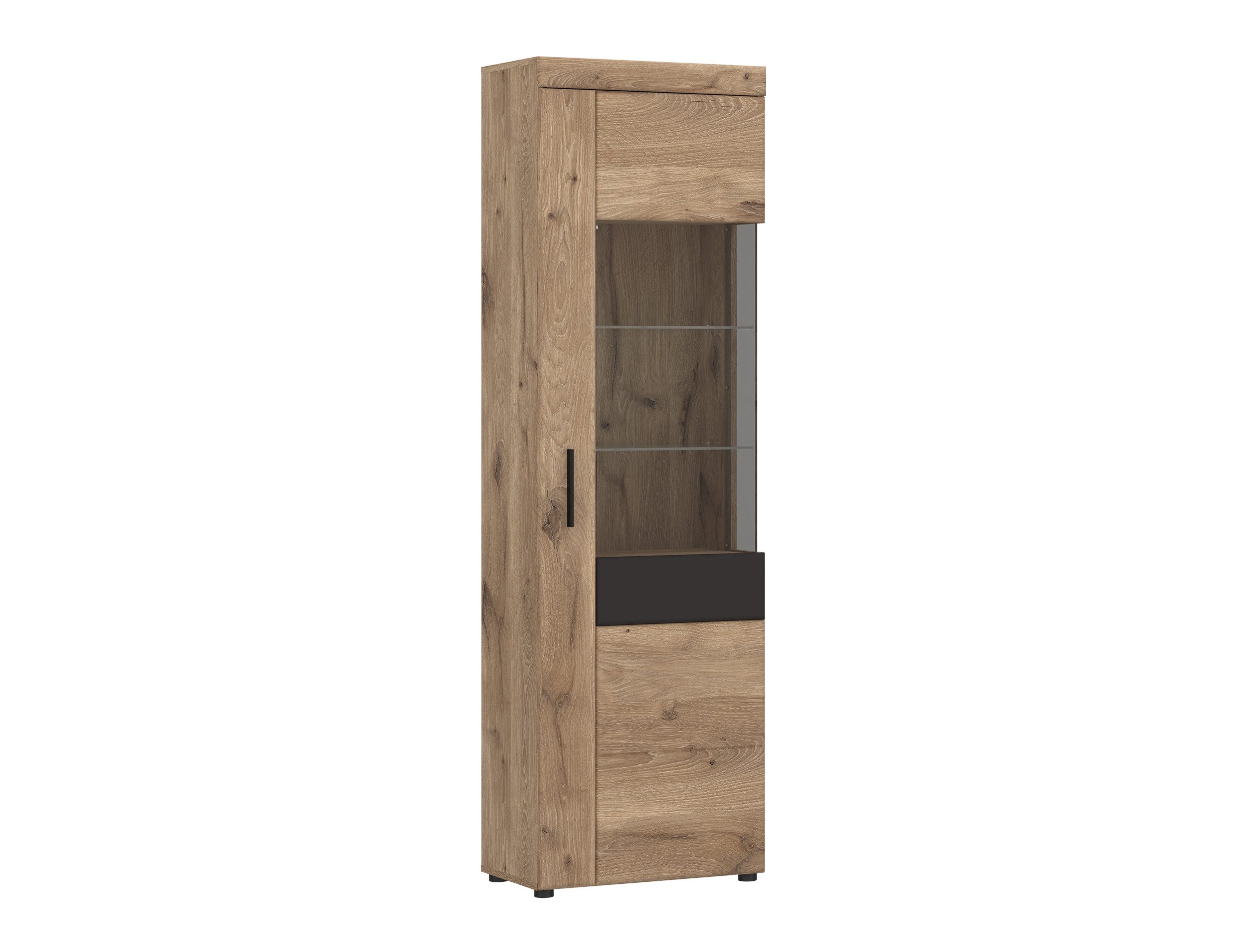 freiraum Glasvitrine GRANO in Viking Eiche Dekor/Kosmos Grau - 58x195x37,4 (BxHxT)