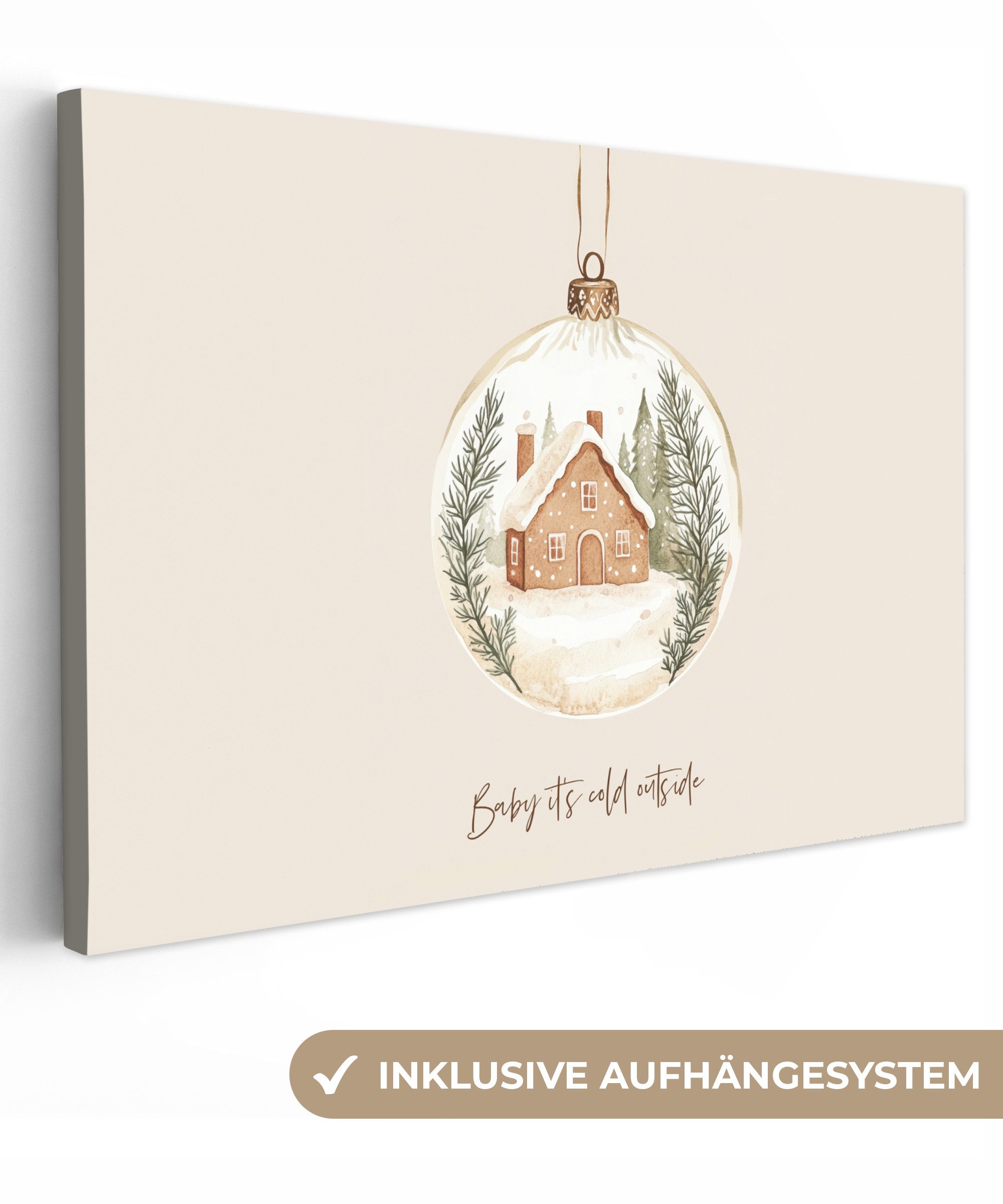 OneMillionCanvasses® Leinwandbild Zitat - Winter - Weihnachten - Beige - We günstig online kaufen