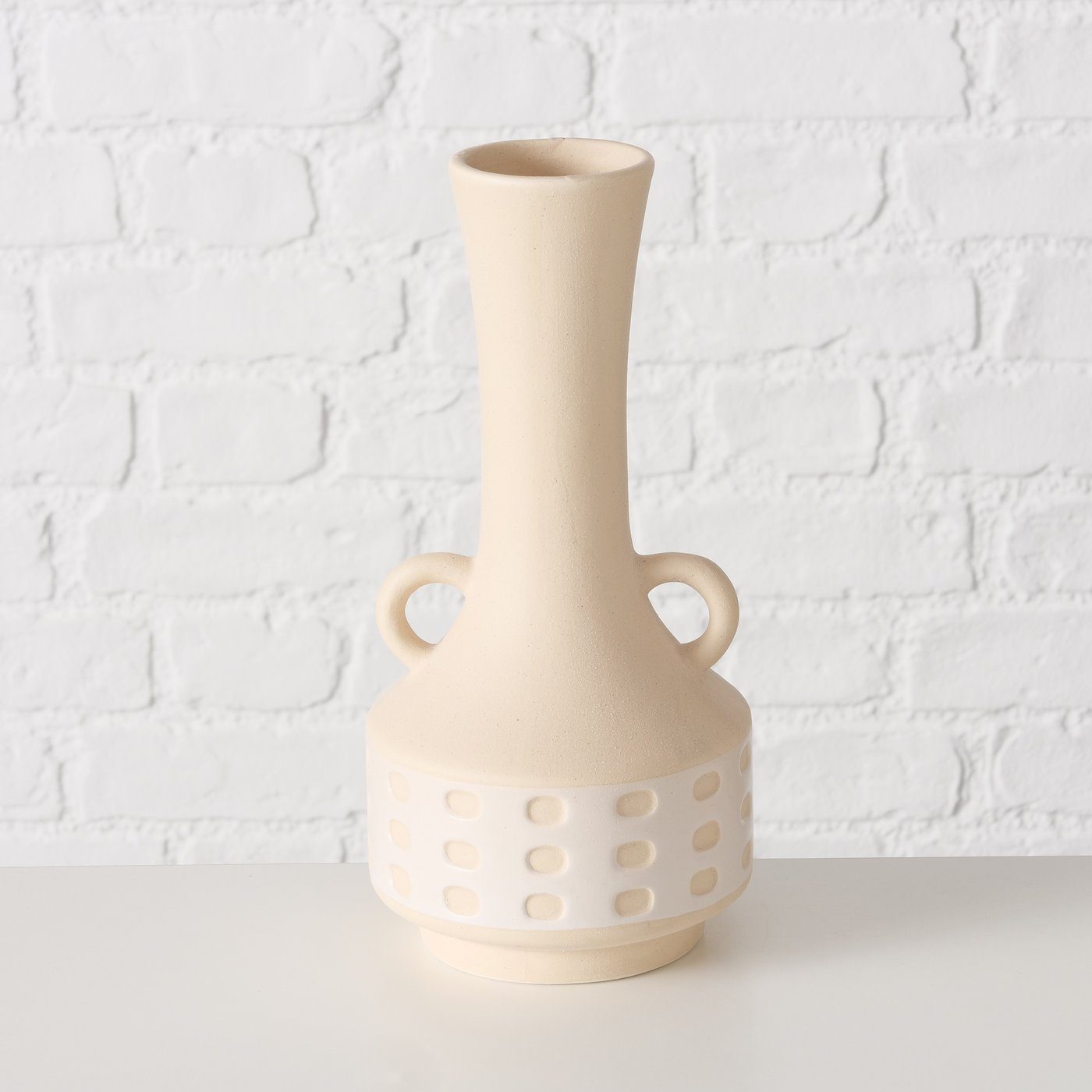 BOLTZE Dekovase "Cimera" aus H27cm, in Keramik Vase beige/weiß