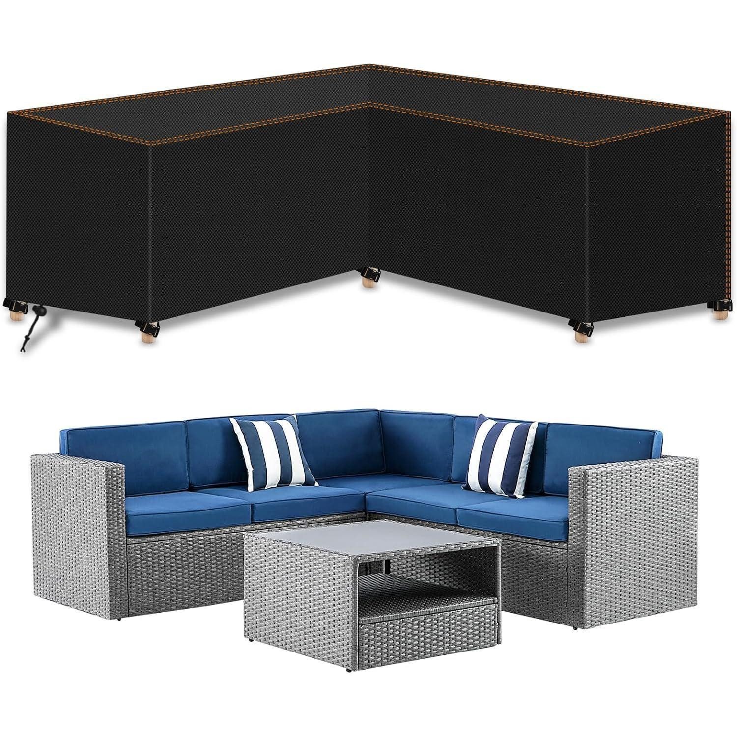 LuxusKollektion Fahrradständer Abdeckung Gartenmöbel L Form Ecksofa Wasserdicht 250 x250 x110cm