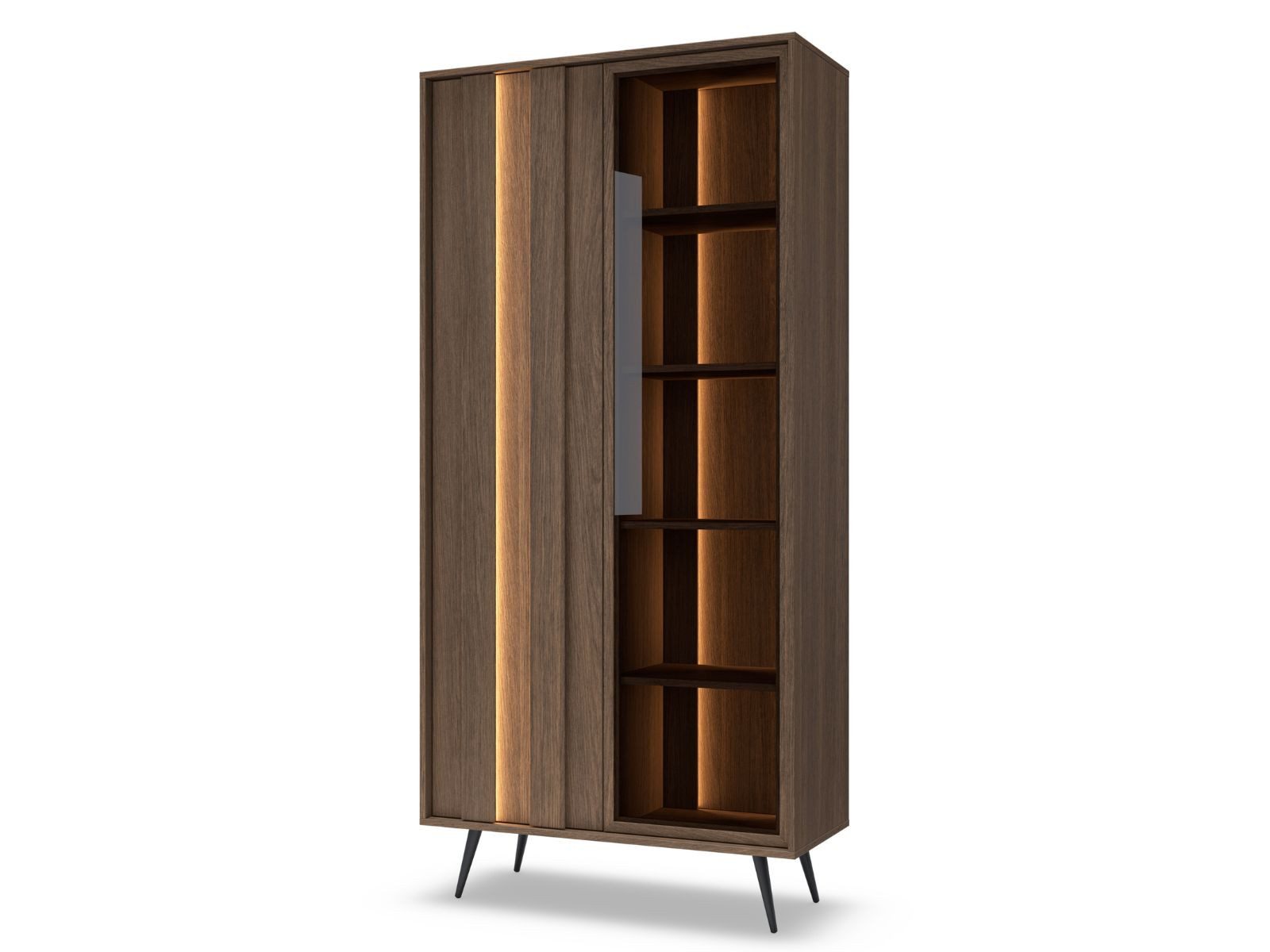 Compleo Standvitrine mit 2 Türen, Luxuriöse Vitrine, LED-Beleuchtung