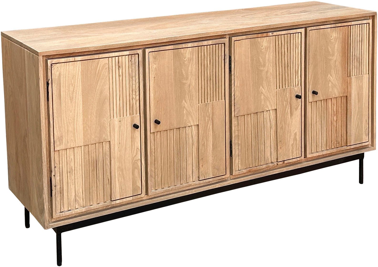 SIT Sideboard Kommode – Lamellen‑Front & kunstvolle Schnitzereien aus Massivholz (1 St), Massives Sideboard mit Lamellen‑Front & kunstvollen Holzschnitzereien
