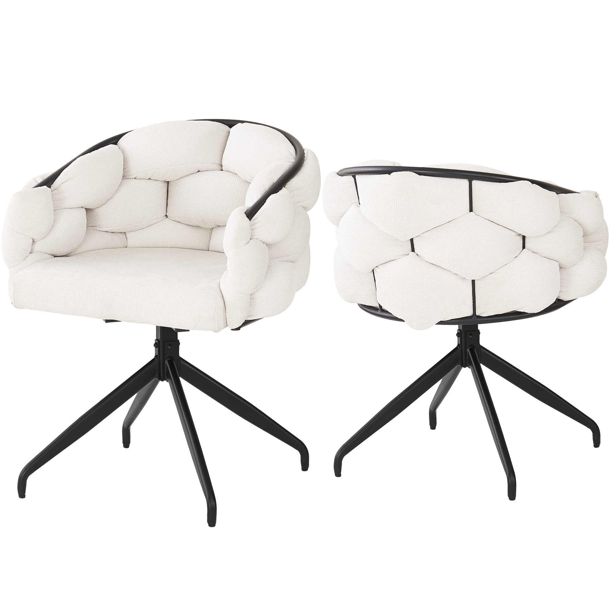 HAUSS SPOLE Drehstuhl 2er Drehstuhl 360° drehbar, mit Rückenlehne, Ergonomischer Stuhl Beige (Polsterstuhl, Wohnzimmerstuhl, Küchenstuhl, 2 St), Ergonomischer Stuhl, Bubble Stühle