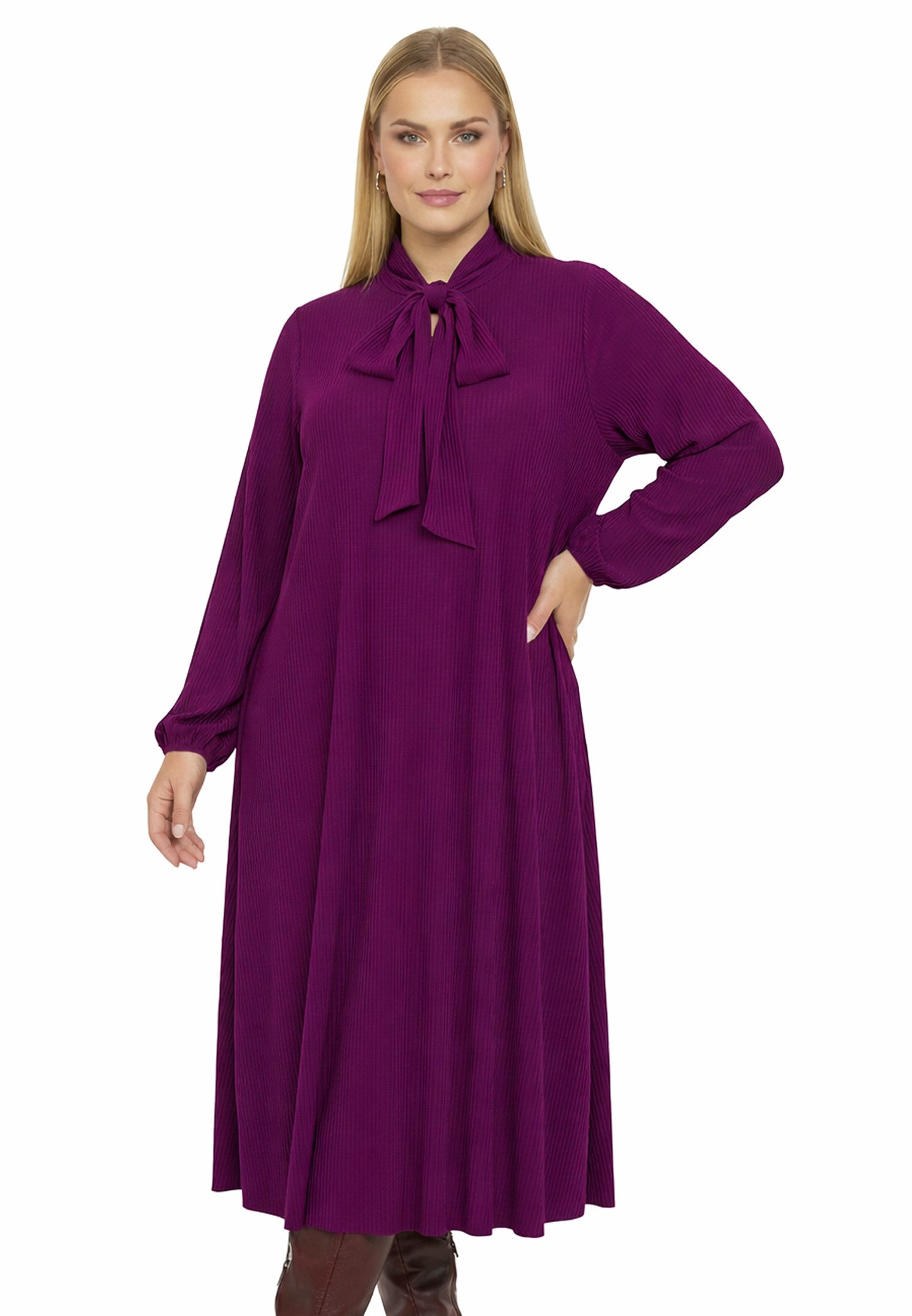 YOEK A-Linien-Kleid Damen Kleid mit Langarm mit langen Ärmeln
