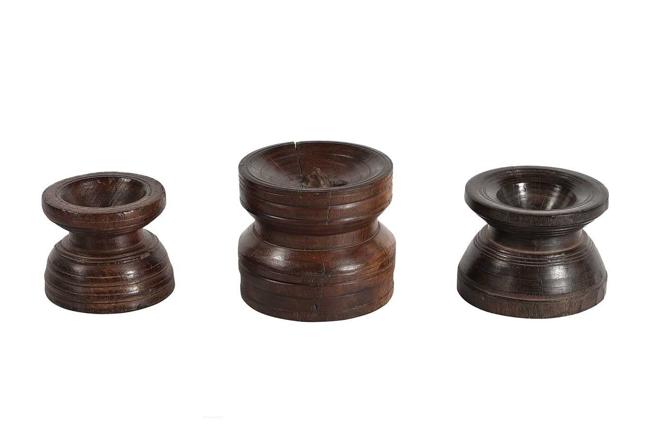 daslagerhaus living Kerzenständer Kerzenhalter Holz vintage D ca 8-10 cm