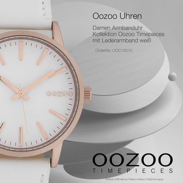 OOZOO Quarzuhr Oozoo Damen Armbanduhr Timepieces Analog, Damenuhr rund, groß (ca. 40mm) Lederarmband, Fashion-Style