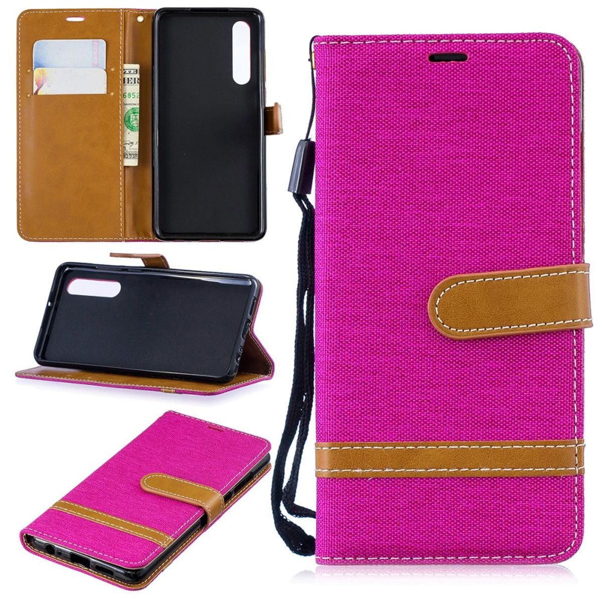 König Design Handyhülle Huawei P30, Huawei P30 Handyhülle Bookcover Rosa