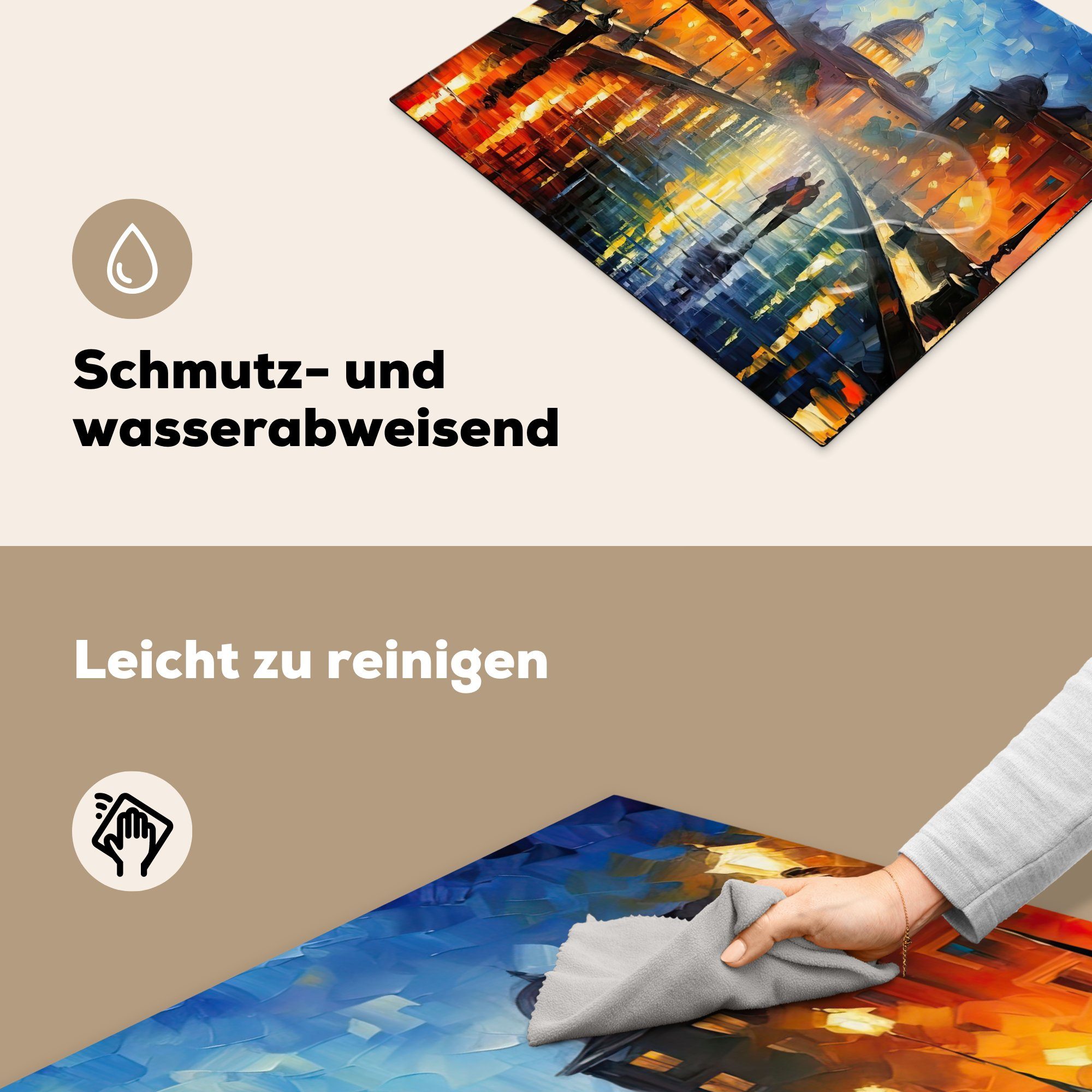 60x52 Ceranfeldabdeckung cm, Nacht, Vinyl, Stadt - Mobile (1 tlg), - Herdblende-/Abdeckplatte Rom Kunst nutzbar, MuchoWow Arbeitsfläche -