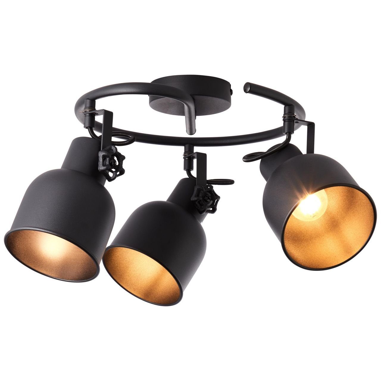 Lampe, schwarz, 18W,T 3flg Spotspirale Brilliant E14, 3x sand Deckenleuchte D45, Rolet Metall, Rolet,