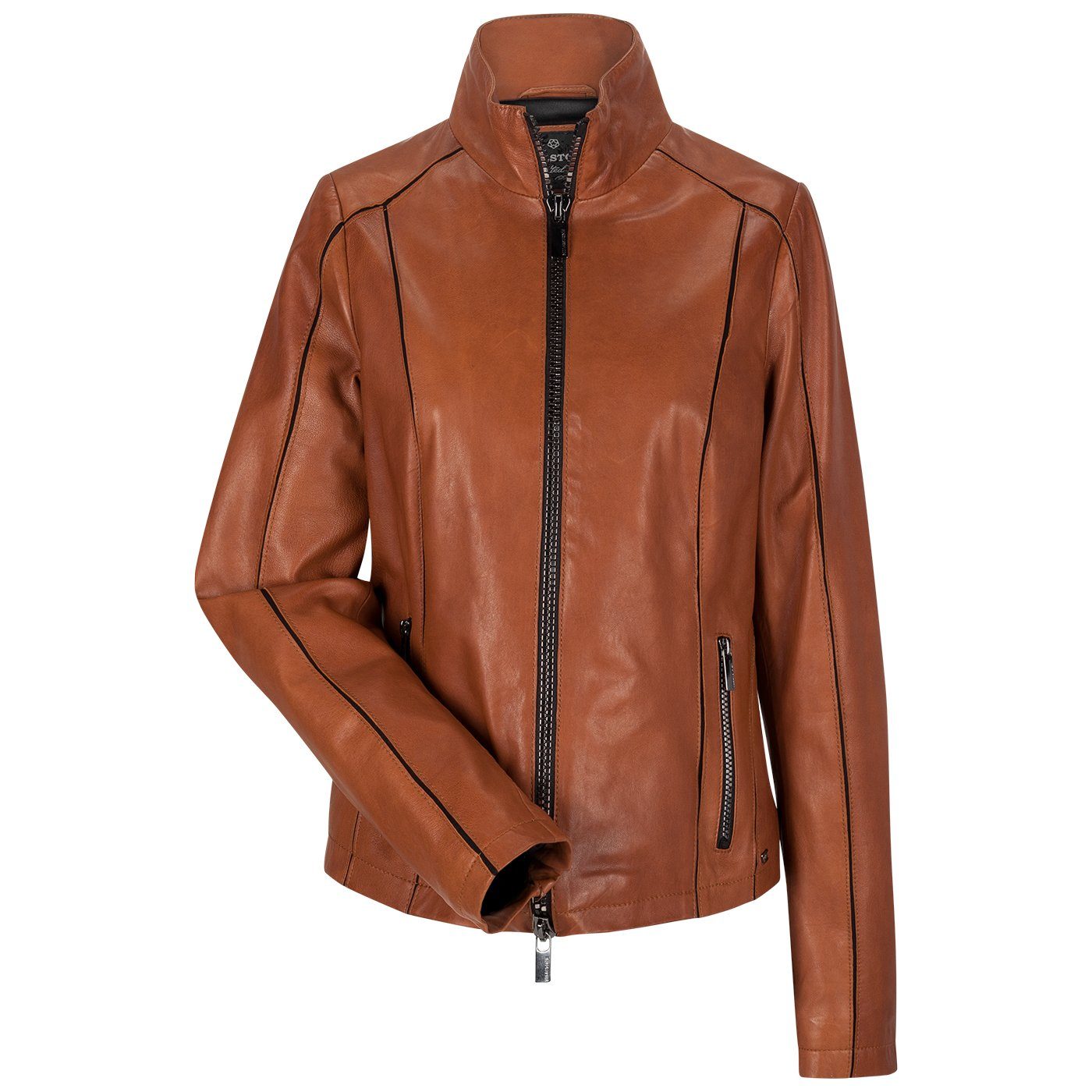 Milestone Lederjacke Gloria mit Jersey-Kombitation aus Lammnappa Leder terracotta