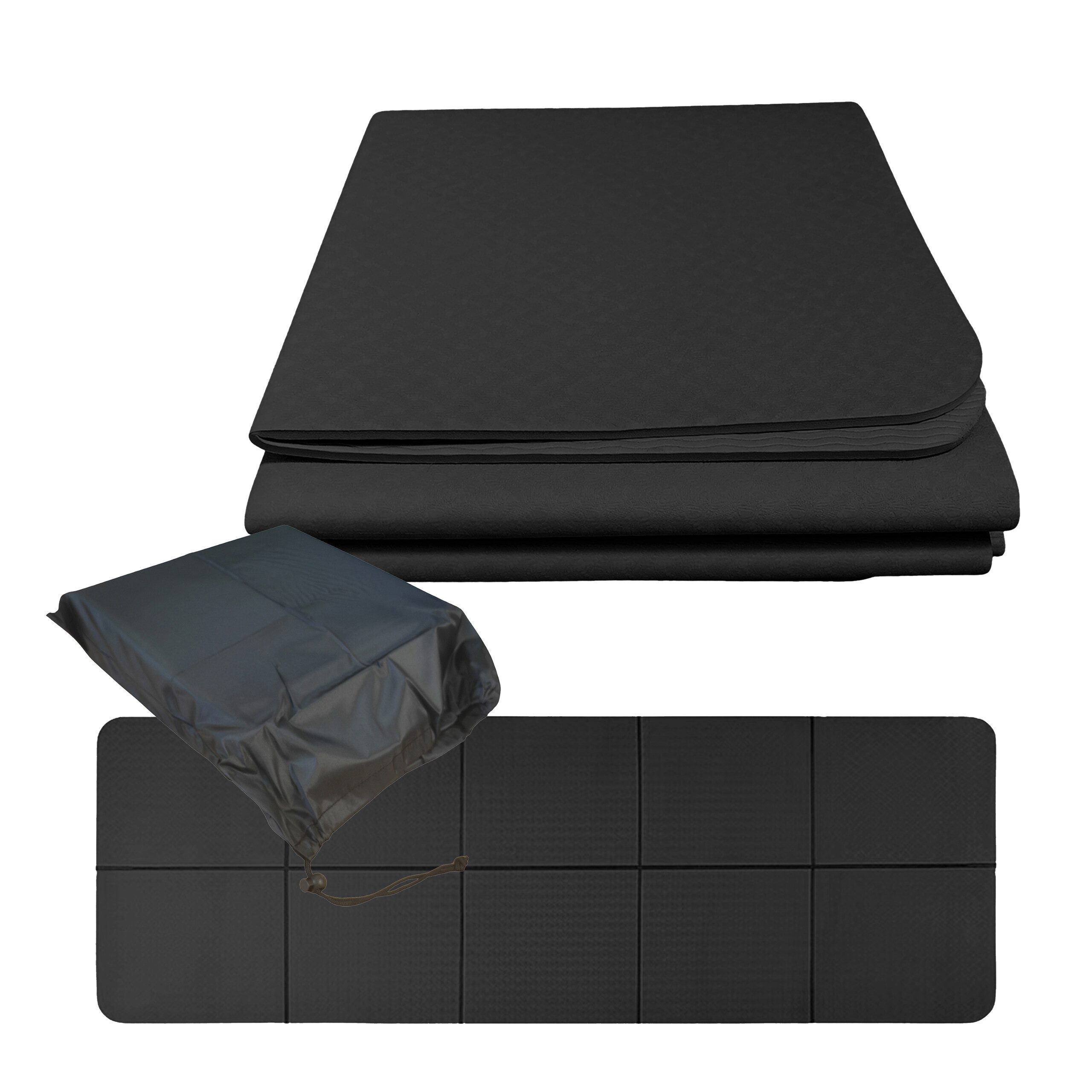 relaxdays Yogamatte Faltbare Yogamatte 6 mm (2-St), schwarz