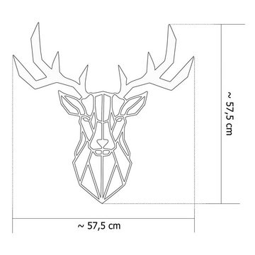 tuning-art Wanddekoobjekt WB07-SI Wanddekoration Deko Metallschild Hirschkopf Silber Wandkunst