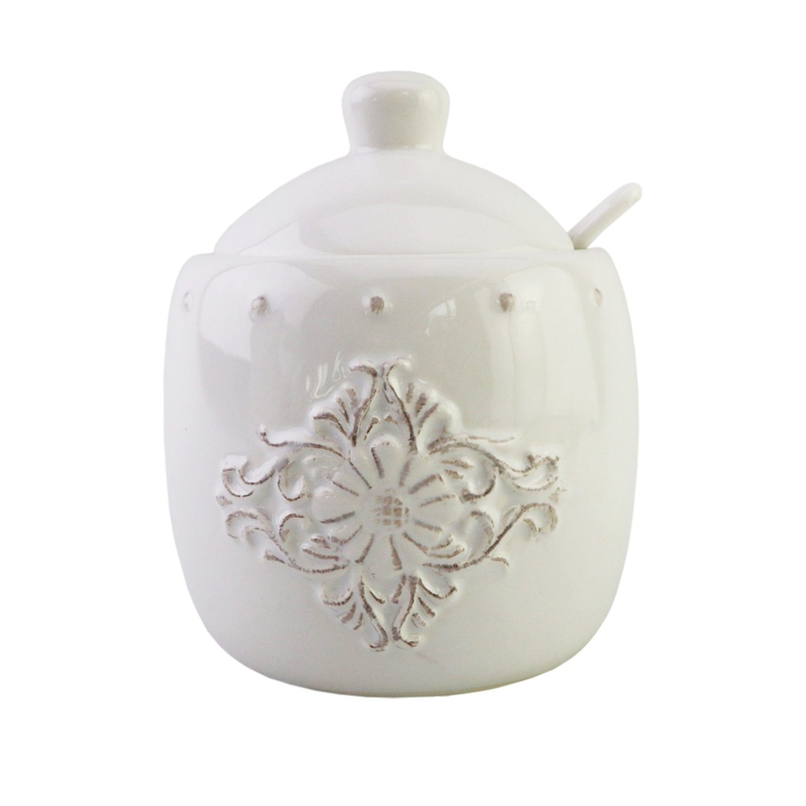 Zuckerdose Keramik (1-tlg) weiß, Zuckerdose und Löffel Deckel Keramik, mit Neuetischkultur