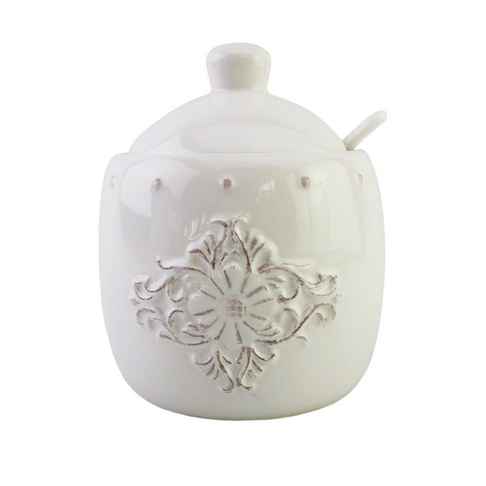Keramik, (1-tlg) Zuckerdose Löffel Deckel Zuckerdose Keramik und weiß, Neuetischkultur mit