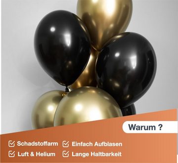 Dekotalent® Luftballon 250x Luftballons Ballons Luft, Helium schwarz-gold mix - Silvester