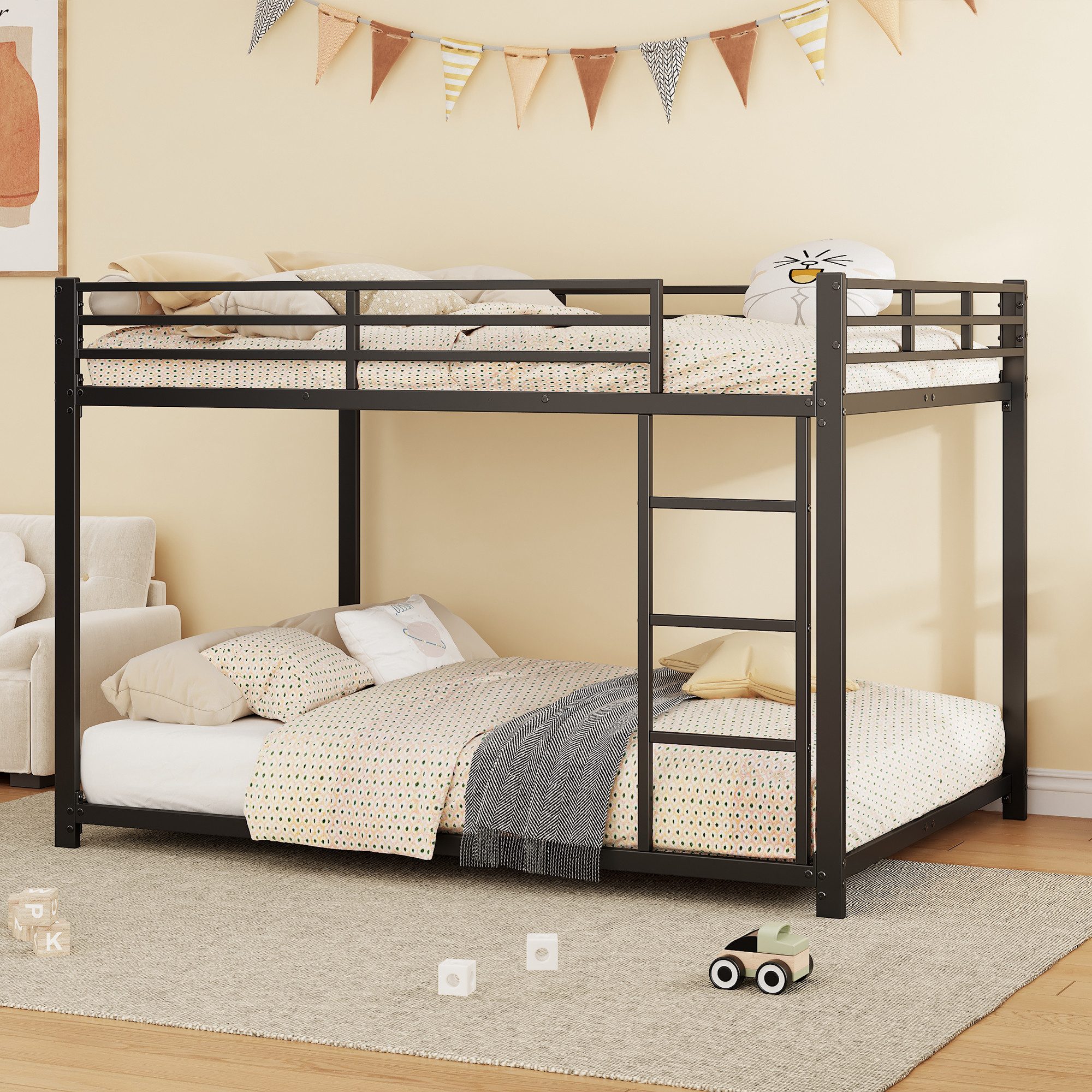 Flieks Etagenbett, Kinderbett Metallbett Doppelbett mit Lattenrost und Leit günstig online kaufen
