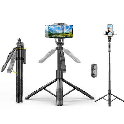 KINSI Selfie-Stange, Bluetooth Selfie Stock Stativ, mit 2 Stück Aufhelllicht Gimbal (Selfiestick (3 in 1 Mini Selfiestick)