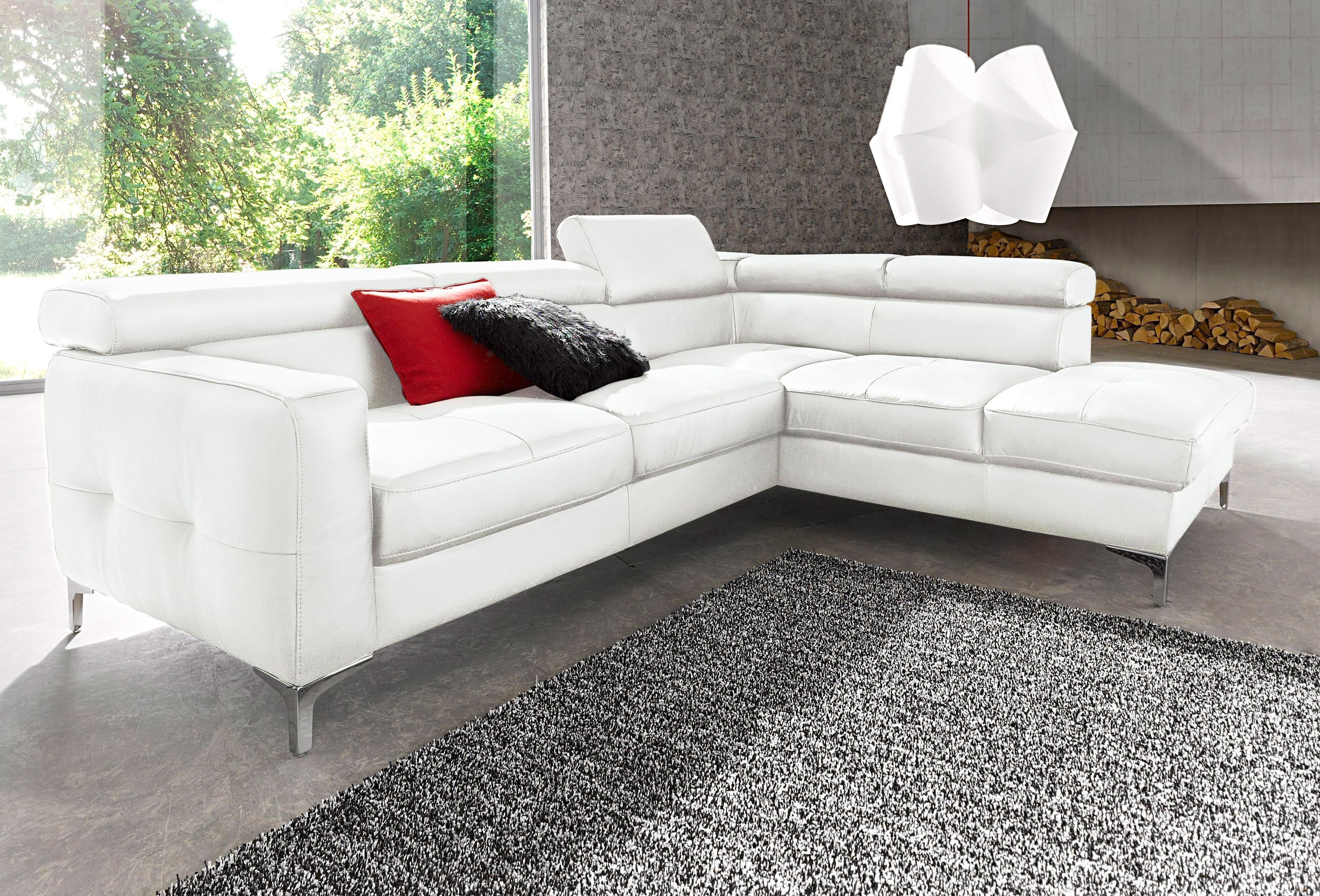 COTTA Polstergarnitur Sammy L-Form, (Set), Set bestehend aus: Ecksofa mit Kopfteilverstellung & Hocker