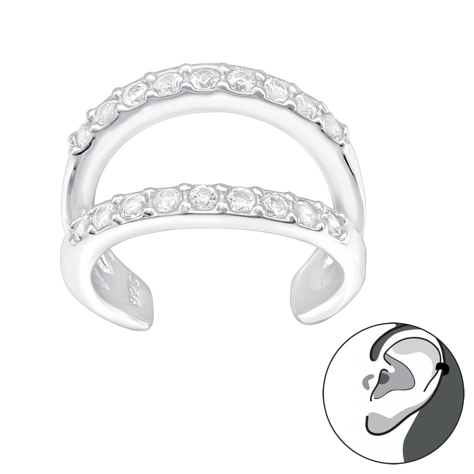 ALEXANDER YORK Ohrklemme Ear Cuff mit Zirkonia DOUBLE