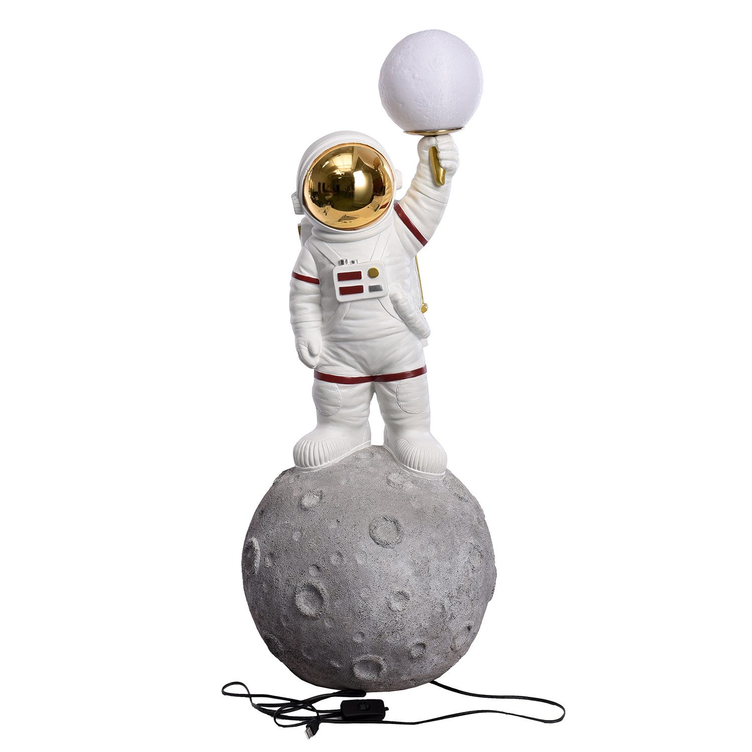 GILDE Tischleuchte APOLLO 11 Leuchte (LED) - grau, weiß - Kunstharz - Höhe 93cm, Tischlampe - Schreibtischlampe - Nachttischlampe