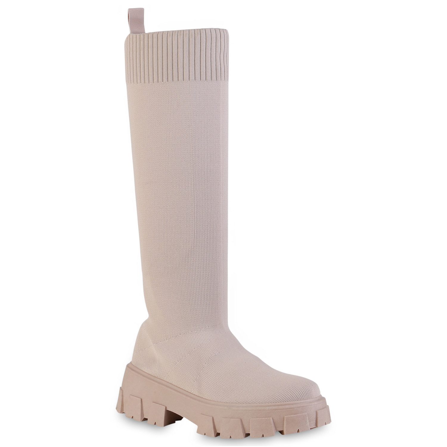 VAN HILL 838341 Plateaustiefel Damen Plateaustiefel Stiefel Blockabsatz Profil-Sohle