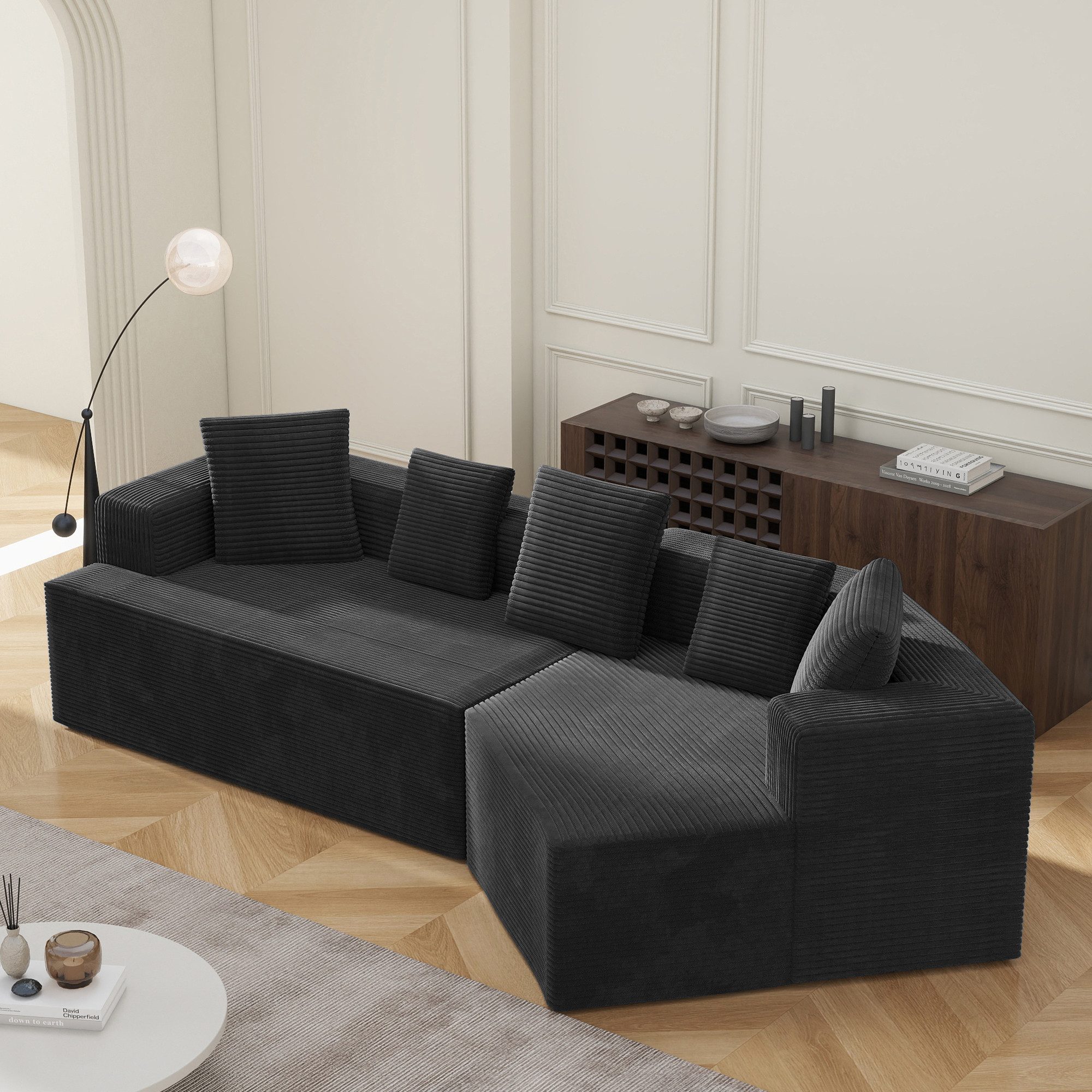 REDOM Sofa Modulares Cloud-Kombinationssofa, Lampenplush-Stoff, Flexibel für Wohnzimmer & Schlafzimmer, Komfort und Anpassungsfähigkeit für kleine Räume, mit Relaxfunktion