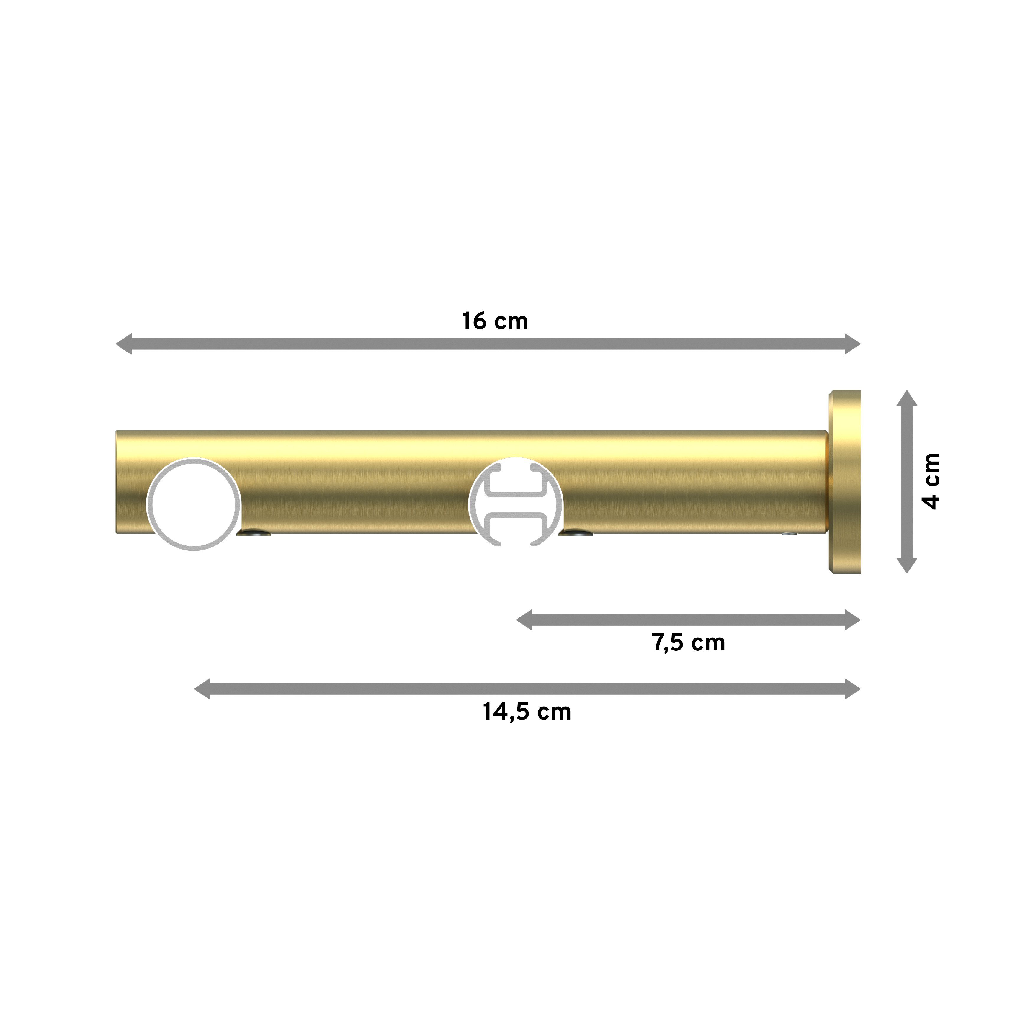 Gardinenstange Platon Sitra, Messing-Optik 2-läufig, INTERDECO, 20 Ø mm, Wandmontage