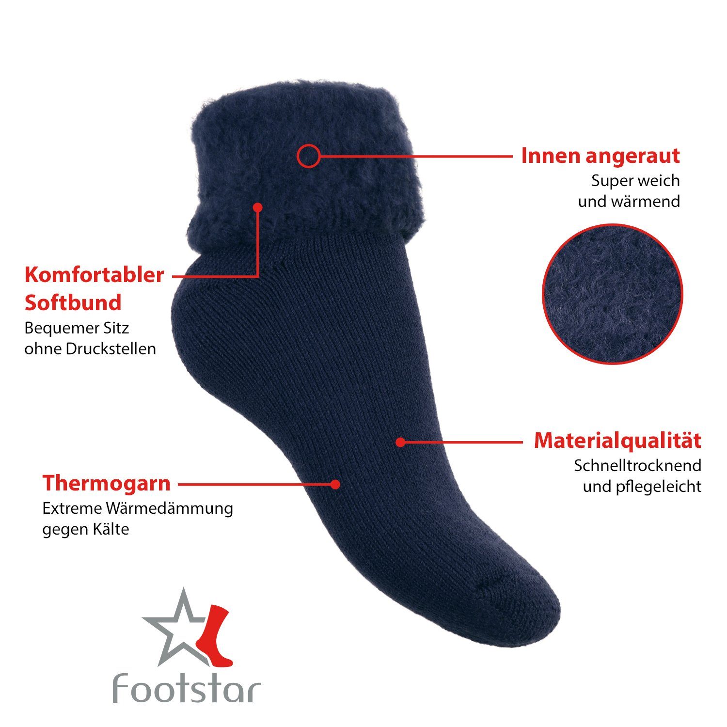 Footstar Thermosocken Damen & Herren Thermo Socken (1 Paar) extra warm