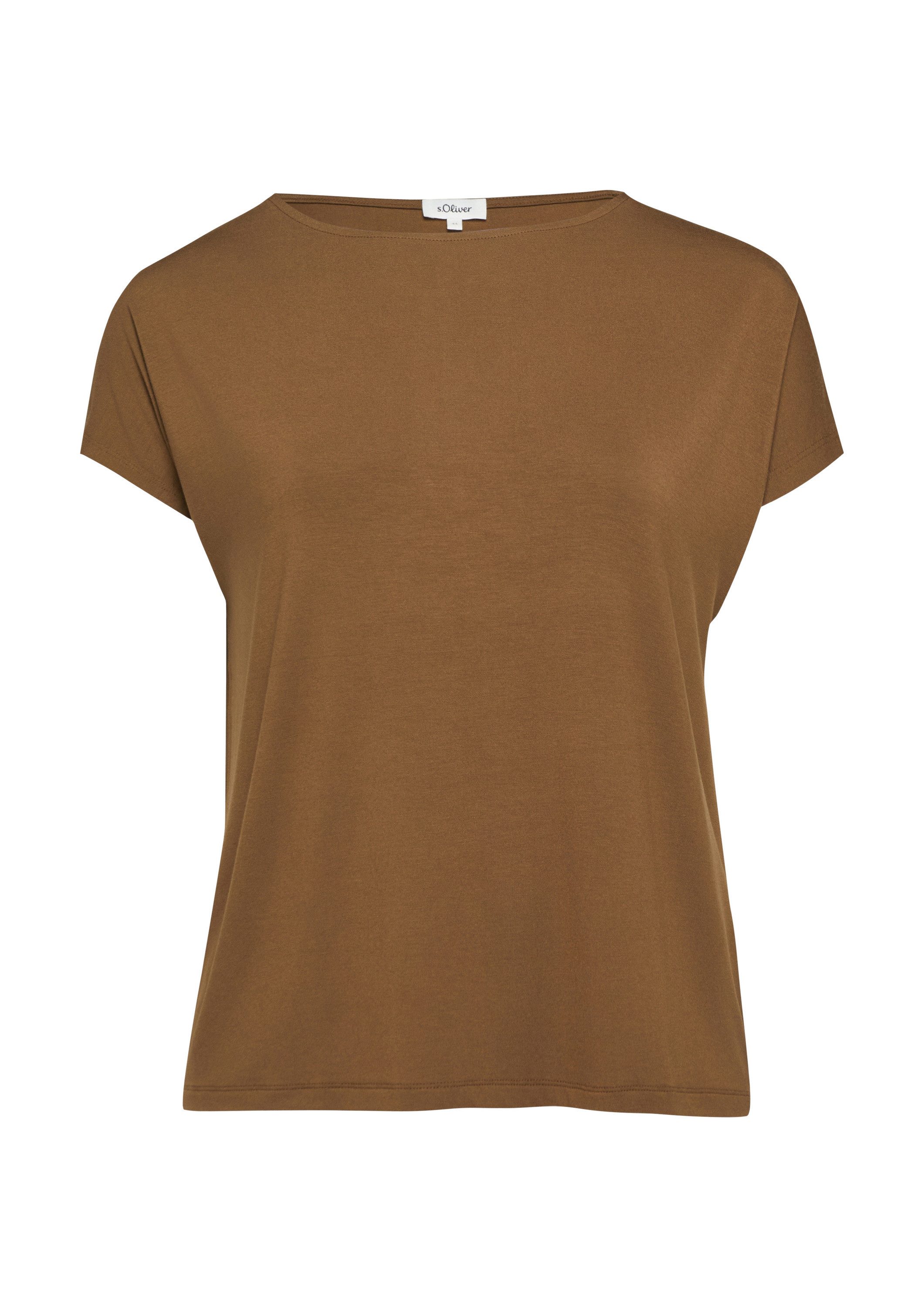 s.Oliver Kurzarmshirt T-Shirt Fließendes Jersey-Shirt mit überschnittenen Schultern
