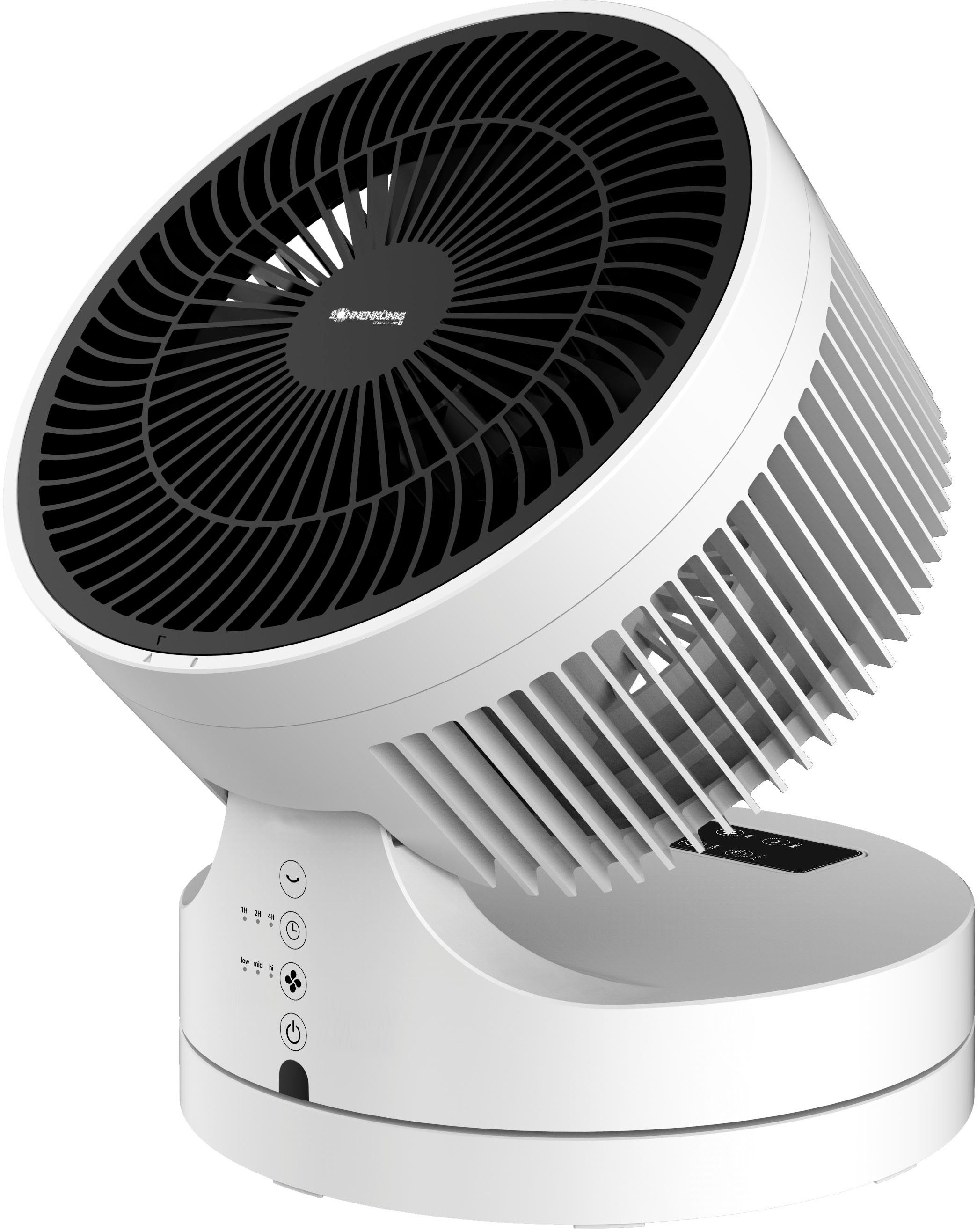 Sonnenkönig Tischventilator Breez, Leistung 45W, 7h Timer, Fernbedienung, Oszillation, 3 Geschwindigkeitsmodi, eignet sich für alle Jahreszeiten