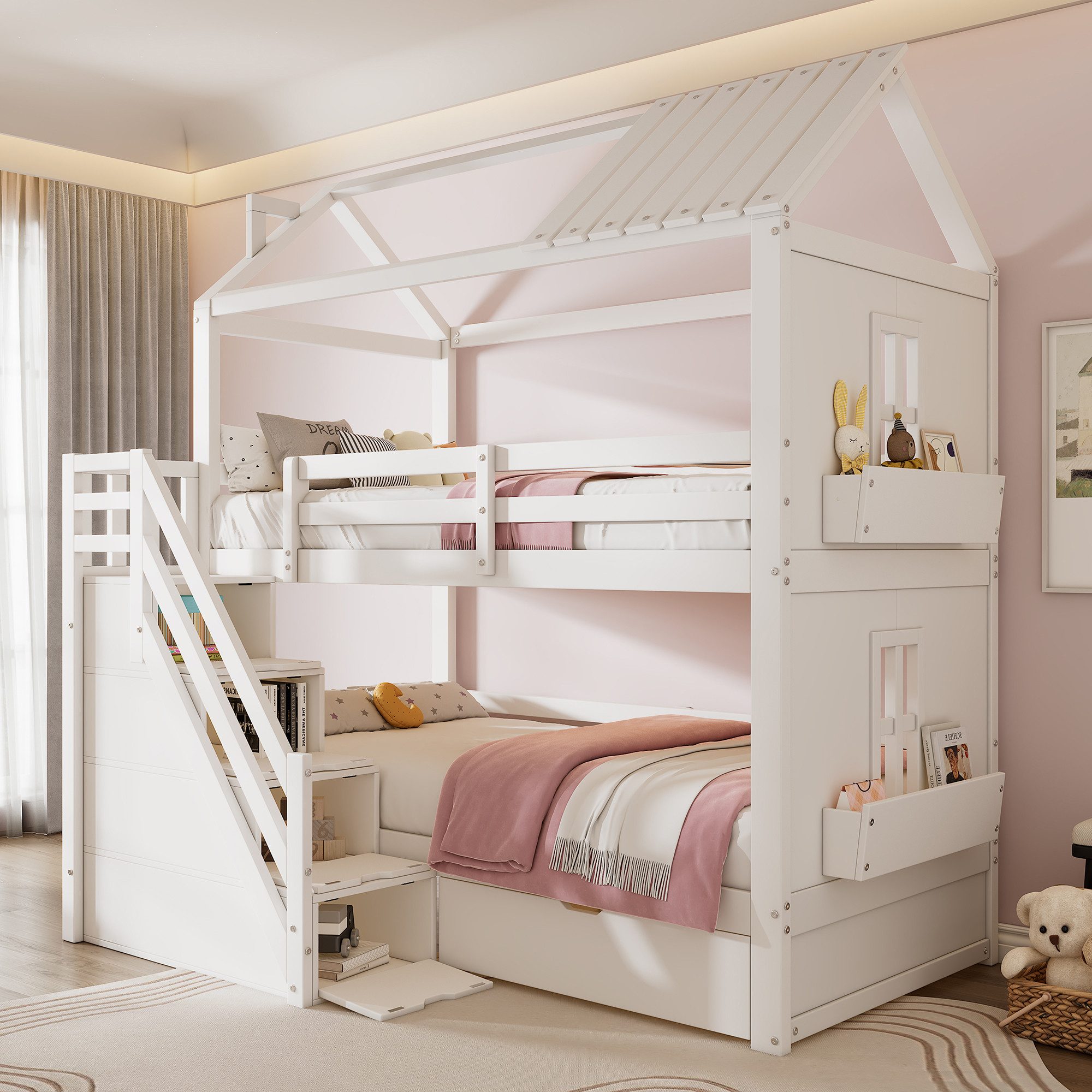 Odikalo Etagenbett Kinderbett Hochbett Rutschen Stauraum günstig online kaufen