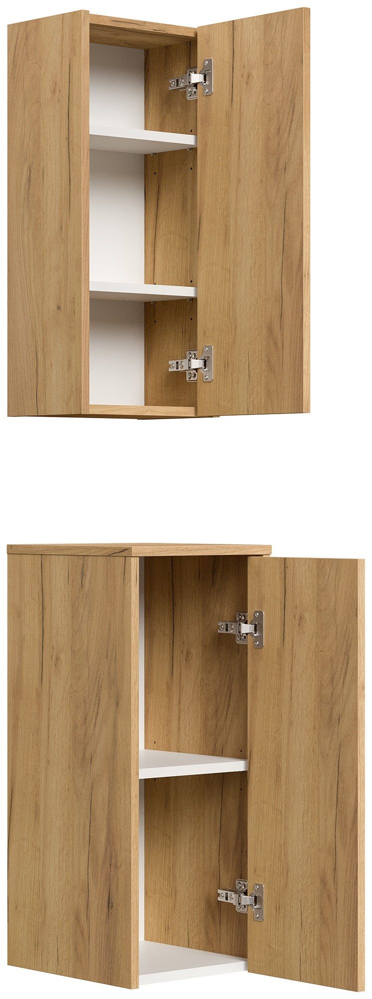 Magnolia Home Midischrank Badschrank 2er Set Taifun zur Wandmontage eiche gold