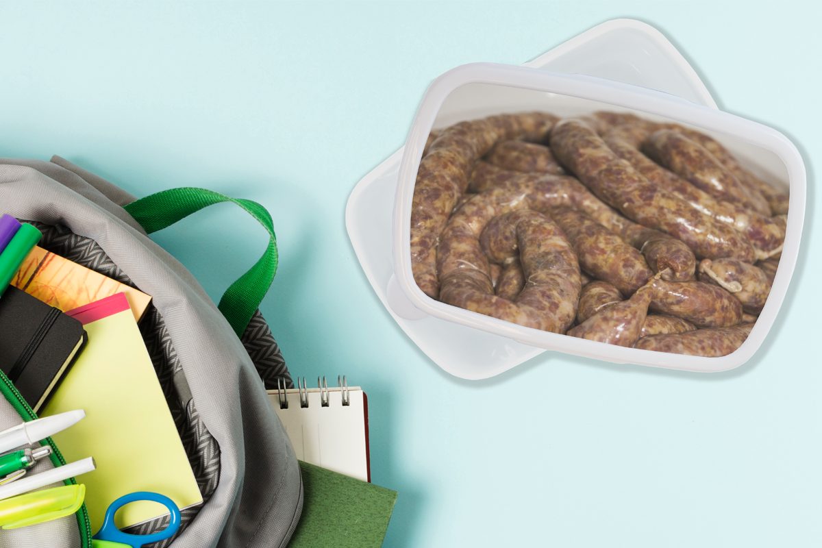 Kunststoff, Brotbox und Brotdose, Mädchen Kinder weiß (2-tlg), und für Lunchbox Rumänische für Jungs Erwachsene, MuchoWow Würste,