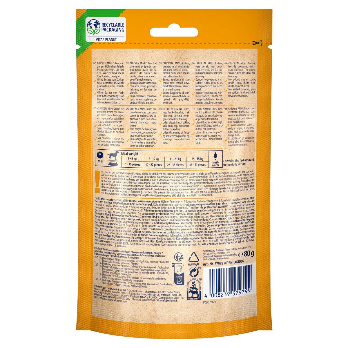 Vitakraft CHICKEN Mini Cubes 80 g, Trockenfutter für: Hund