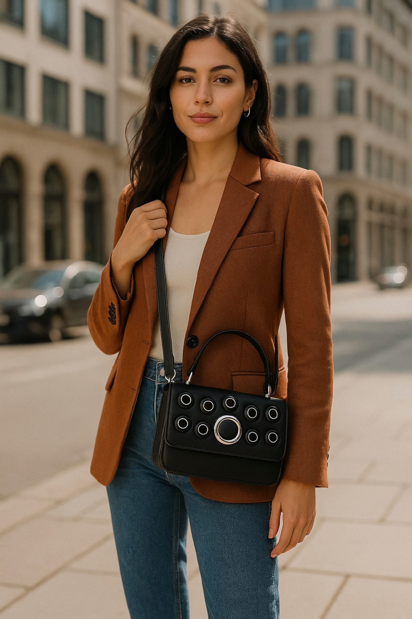 Ella Jonte Handtasche, Kunstleder mit Kroko-Prägung – Schultertasche & Crossbody Bag