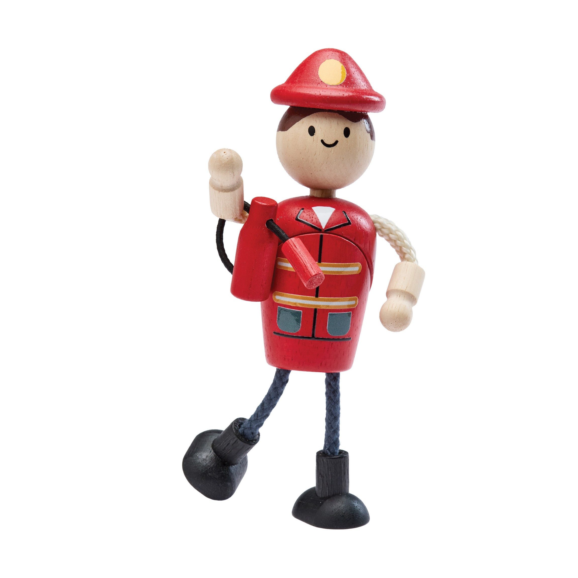 Plantoys Biegepuppe PlanToys- Feuerwehr-Puppe Biegepuppe Puppenhaus 18,8x7,5x9,5 cm - 3y+